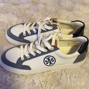 Tory Burch Navy and White Casual Sneakers 8.5 New w/out box